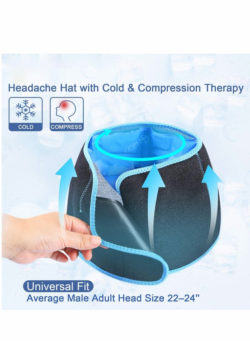 Excefore Relief Cap Form Fitting Gel Ice Headache Cold Therapy Head Wrap Pack Mask, Compress for Puffy Eyes, Tension - Image 4