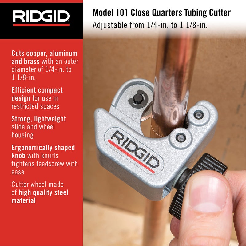 Ridgid - CC247 RIDGID 40617 Model 101 Close Quarters Tubing Cutter, 1/4-inch to 1-1/8-inch Tube Cutter Silver - Image 2