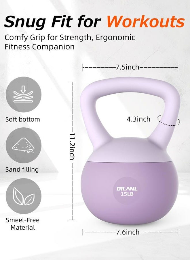 DILANL Soft Kettlebell, Safe Strength Training Kettle bell, Cushioned Impact-Resistant Base and Anti-Slip Grip Weight, Kettlebells Set for Home Workouts and Men/Women/ Beginners,With Non-slip Gloves (Purple - Image 5