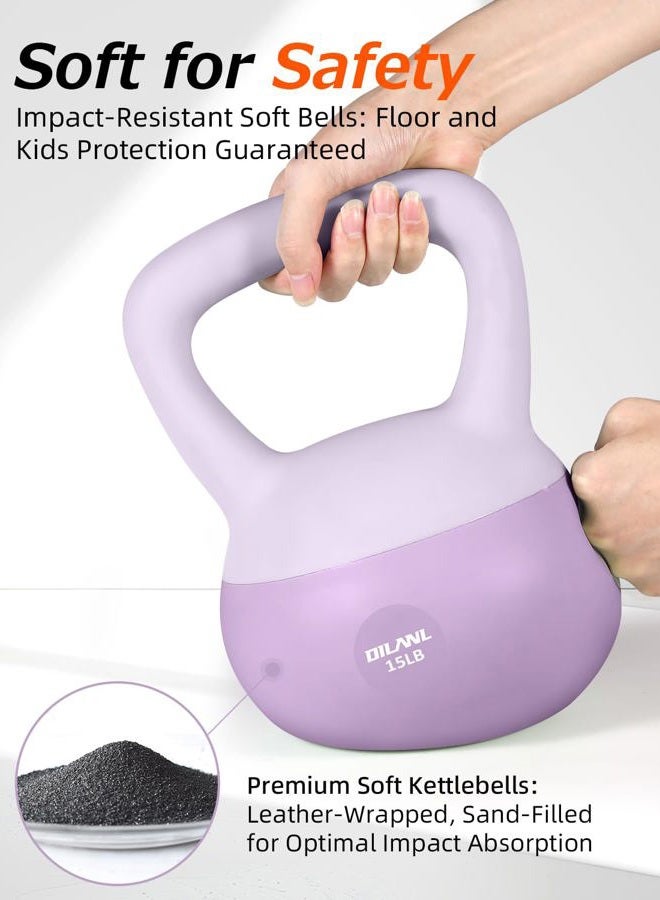 DILANL Soft Kettlebell, Safe Strength Training Kettle bell, Cushioned Impact-Resistant Base and Anti-Slip Grip Weight, Kettlebells Set for Home Workouts and Men/Women/ Beginners,With Non-slip Gloves (Purple - Image 2