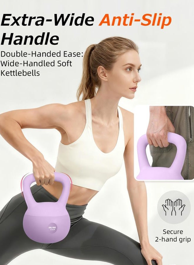 DILANL Soft Kettlebell, Safe Strength Training Kettle bell, Cushioned Impact-Resistant Base and Anti-Slip Grip Weight, Kettlebells Set for Home Workouts and Men/Women/ Beginners,With Non-slip Gloves (Purple - Image 4