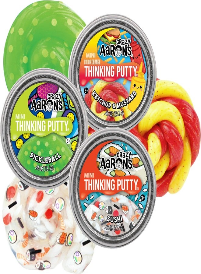 Matty's Toy Stop Crazy Aaron's Putty Mini Tins Ketchup & Mustard, Pickleball and Sushi Gift Set Bundle - 3 Pack (13.3g Each) - Image 1