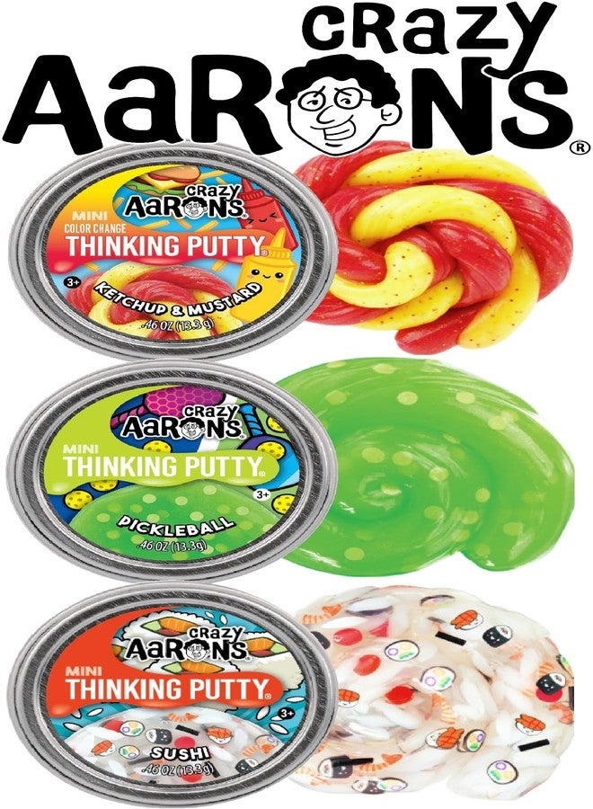 Matty's Toy Stop Crazy Aaron's Putty Mini Tins Ketchup & Mustard, Pickleball and Sushi Gift Set Bundle - 3 Pack (13.3g Each) - Image 2