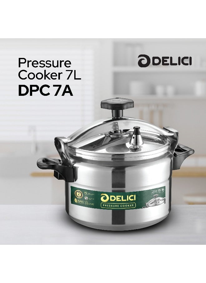 DELICI - Aluminum Pressure Cooker Pressure Pot Arabic Cooker Silver 7 Liter - Image 1