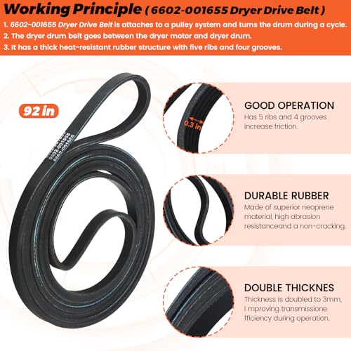Beaquicy 2025 Upgraded Dryer Repair Kit by Beaquicy Replacement for Samsung Dryer Includes DC97-16782A Samsung Dryer Roller, 6602-001655/5ph2337 Dryer Belt, DC93-00634A Idler Pulley and DC61-01215B Spring - Image 2