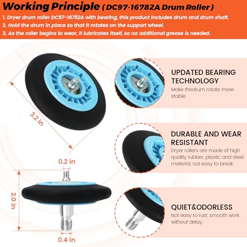 Beaquicy 2025 Upgraded Dryer Repair Kit by Beaquicy Replacement for Samsung Dryer Includes DC97-16782A Samsung Dryer Roller, 6602-001655/5ph2337 Dryer Belt, DC93-00634A Idler Pulley and DC61-01215B Spring - Image 3