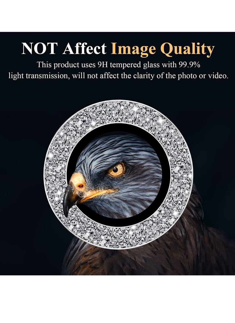 Raxoom Samsung Galaxy S23 Ultra Camera Lens Protector, Glitter Bling Tempered Glass Camera Screen Protector Individual Metal Ring Lens Cover - Image 3