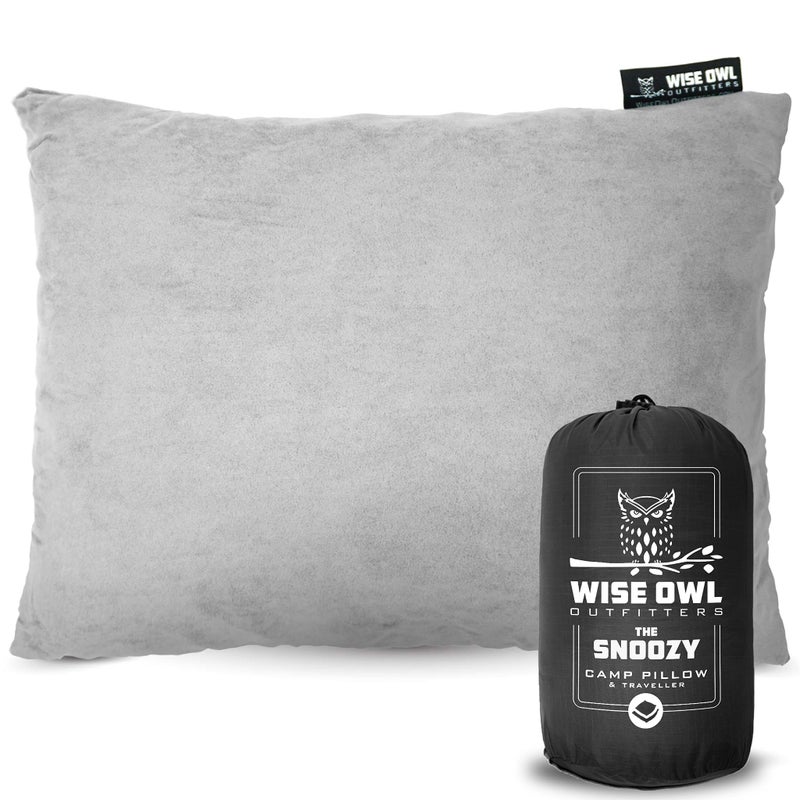Wise Owl Outfitters Wise Owl Outfitters Essentials Airplanes, Camping, and Travel-Memory Foam Washable Pillow-Small, Medium (Pack of 1), Grey  - Image 1