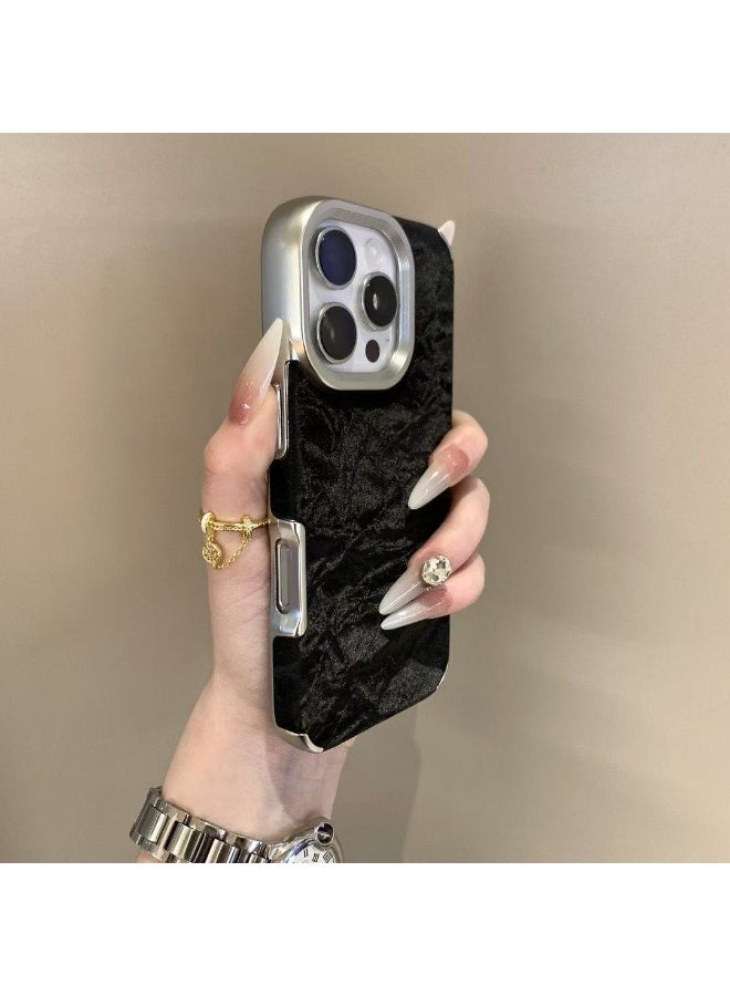 NIBEMINENT Minimal Snowflake Pattern Protective TPU Case Cover For iPhone 16 Pro, Black