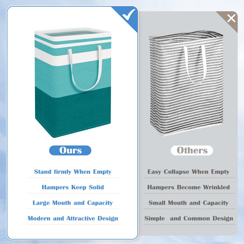 BlissTotes 3-Pack Laundry Basket, Freestandingï¼†Waterproof Laundry Hamper, Collapsible Tall Clothes Hamper with Easy Carry Handles for Clothes, Towels in the Family and Dorm,Gradient Green,75L - Image 3