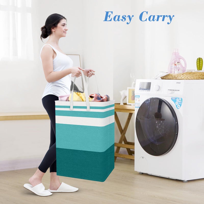 BlissTotes 3-Pack Laundry Basket, Freestandingï¼†Waterproof Laundry Hamper, Collapsible Tall Clothes Hamper with Easy Carry Handles for Clothes, Towels in the Family and Dorm,Gradient Green,75L - Image 5