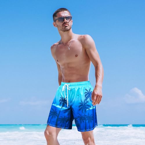 OlyPegic Men's XL Swim Trunks (Coconut Tree), Board Shorts, Quick Dry, 2 in 1 Bathing Suits with Compression Liner, Zipper Pocket, Size 7 Inch - Image 2