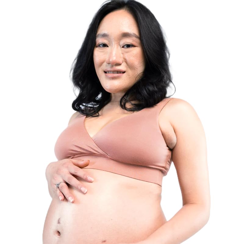 Circus &Circus Maternity Bra | Nursing Bra for Women | Pull Down Feeding Bra | Non Padded Bra for Women Slip On | Tencel Micromodal | Almond Nude, XL - Image 1