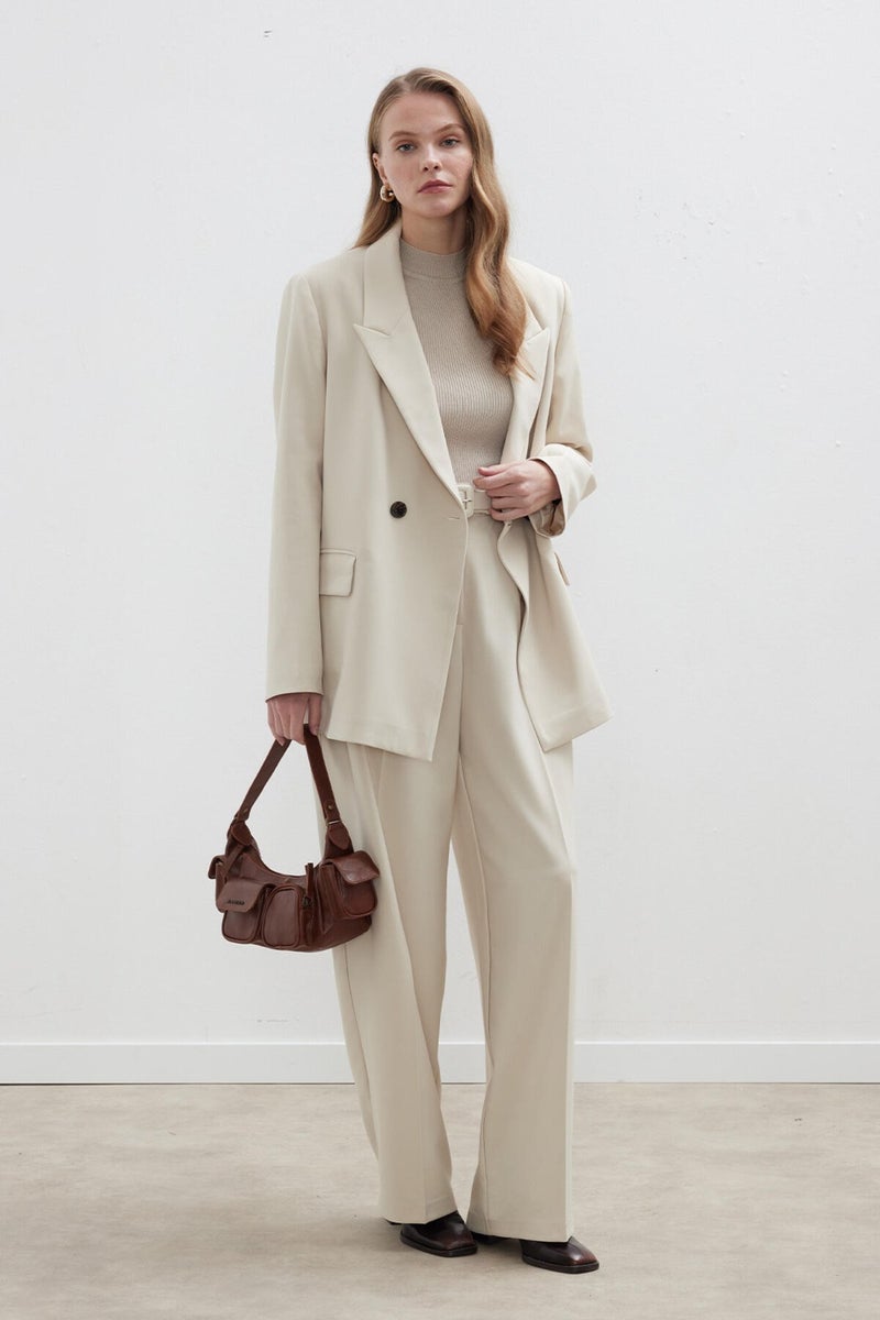 Manuka Double Breasted Classic Blazer Jacket Beige  - Image 2