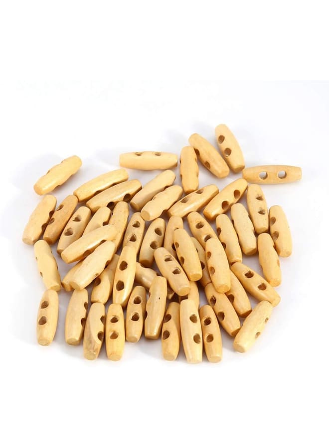 50Pcs Wood Toggle Buttons, 30mm Double Holes Olive Shape Sewing Wood Toggle Buttons Sewing Buttons for DIY Coat Sweater Clothes Decoration  - Image 1