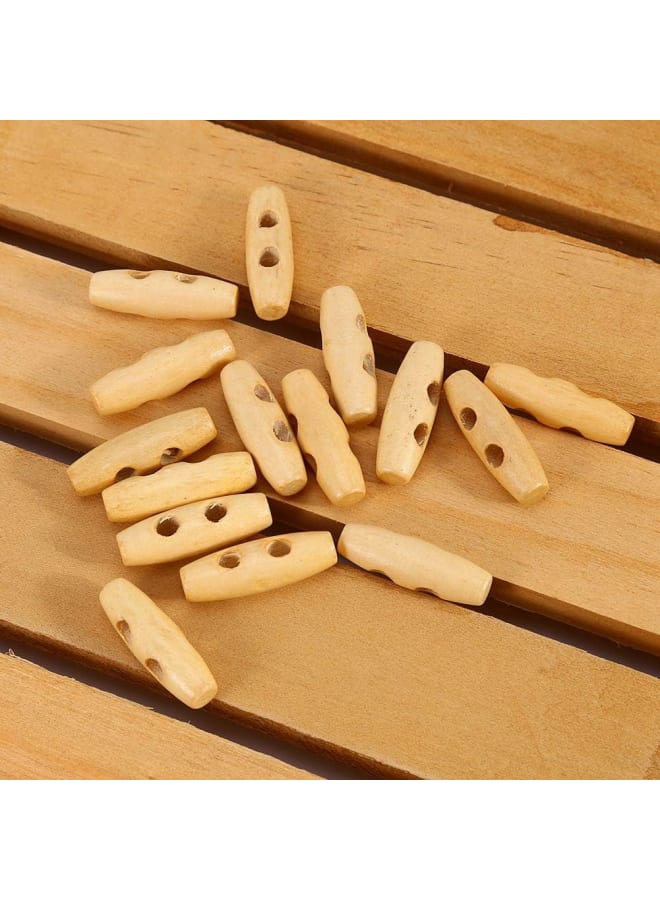 50Pcs Wood Toggle Buttons, 30mm Double Holes Olive Shape Sewing Wood Toggle Buttons Sewing Buttons for DIY Coat Sweater Clothes Decoration  - Image 5