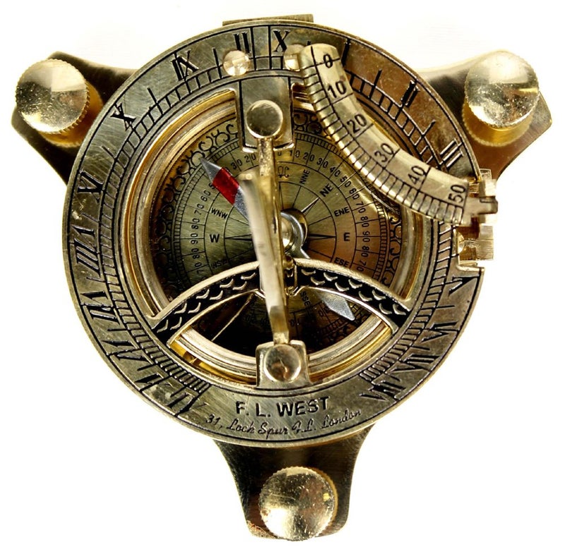 RedSkyTrader Ectoria 3" Sundial Compass - Brass with Wood Box - Image 2