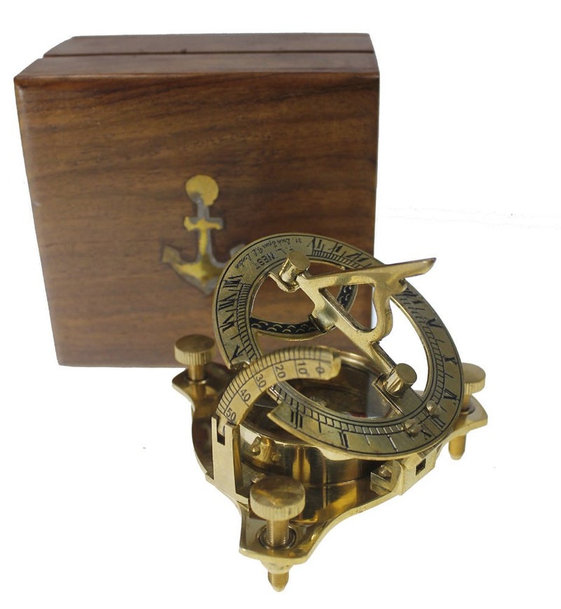 RedSkyTrader Ectoria 3" Sundial Compass - Brass with Wood Box - Image 3