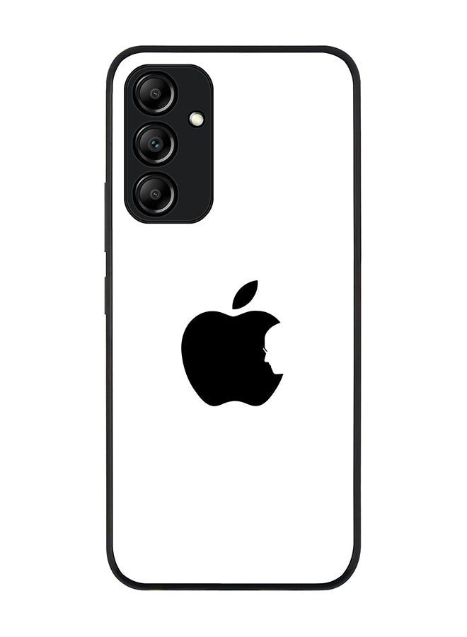 Stylizedd Rugged Black edge case for Samsung Galaxy A34 5G Slim fit Soft Case Flexible Rubber Edges Anti Drop TPU Gel Thin Cover - Steve's Apple - White - Image 1