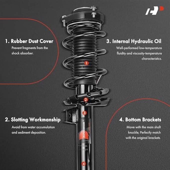 أ-بريميوم بديل ممتص الصدمات لسيارة فولكس فاجن سي سي 2009-2017 مجموعة دعامة كاملة 20 لترًا أماميًا أيسر وأيسر مجموعة من قطعتين - Image 4
