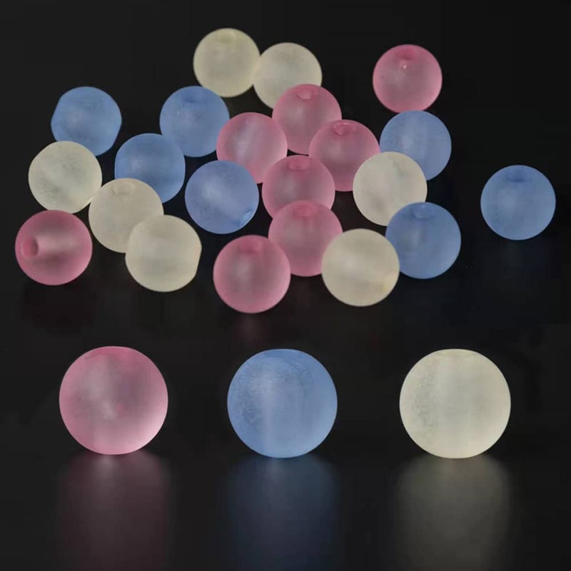 Metulip 120 PCS Frosted Acrylic Beads 16mm Round Beads Pink Blue Light Yellow Loose Space Bead for Crafts Making Home Decoration Crafts DIY