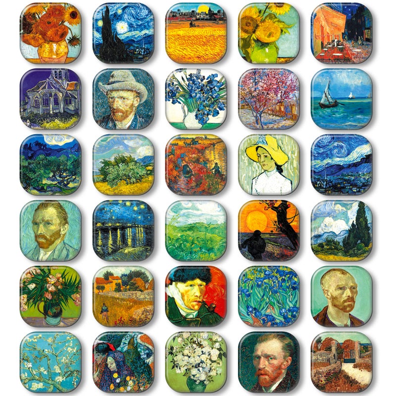 MORCART 30Pack Art Decorative Fridge Magnets Cute Refrigerator Magnets for Locker Whiteboard School Office and Kitchen Vangogh