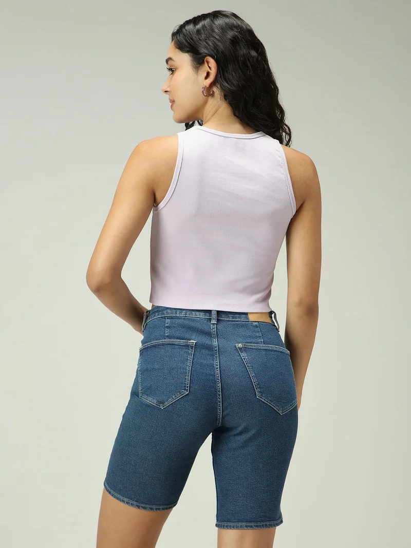 Outzidr  Beige Solid Embroidered Tank Top for Women | Best Price UAE