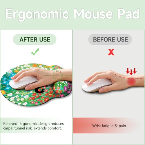 LIMKRIAN Black Cat Mouse Pad, Ergonomic Mouse Pad with Wrist Rest, Gaming Mouse Pad Wrist Support with Non-Slip Pain Relief PU Base, Funny Mouse Pads for Desk Work, Cute Office Desk Accessories Decor - Image 2