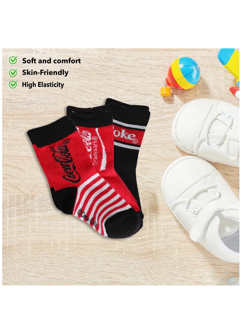 Trucare The coca cola Socks, Ankle Crew Socks for Kids (2 to 4 Years), Pack of 3 socks