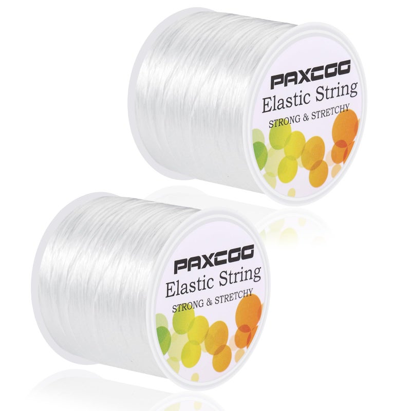 PAXCOO 2 Rolls Elastic String for Bracelets, Stretch Magic Elastic String Bead Cord Jewelry Thread for Bracelet, Necklaces, Clay Beads, Pony Beads (White) - Image 1