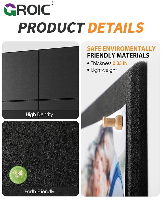 GROIC 6Pcs Cork Board, Felt Bulletin  Board, Cork, 30x30CM, Self-Adhesive Acoustic, Noise Reduction, Decor for Home Studio/Living Room, Sound Absorbing Panels, Black - Image 2