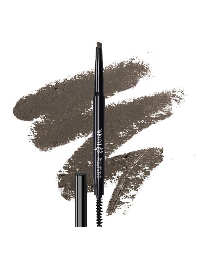 BaeBlu Cruelty Free Retractable Eyebrow Crayon, Vegan Non-Toxic Long Wear Brow Definer With Brush, Deep Brown Pen - Image 1