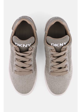 DKNY Women Abeni Knit Lace Up Casual Shoes, Grey  - Image 3