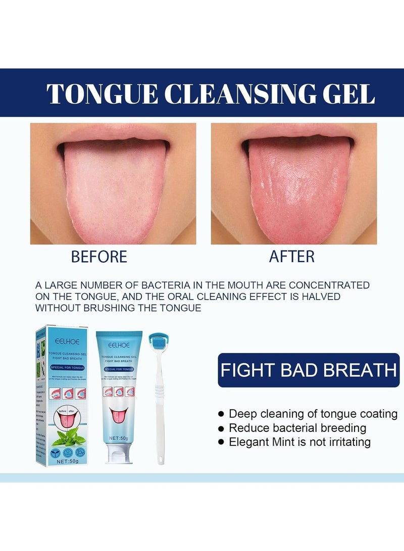 EELHOE Tongue Cleansing Gel With Brush, Tongue Cleaning, Mouth Care, Eliminate Bad Breath by Brushing Teeth and Oral Summer Essential, Fresh Breath 50g(1. 76oz) - Image 4