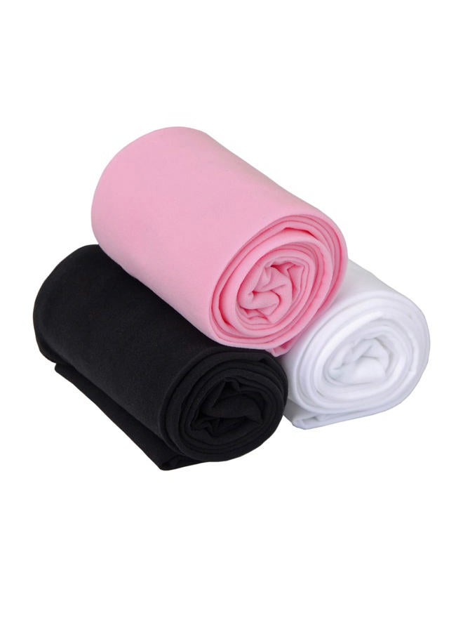 EVERSWE 3-Pack Girls Microfiber Tights Multiple Colors (White/Black/Pink, 11-13) - Image 2