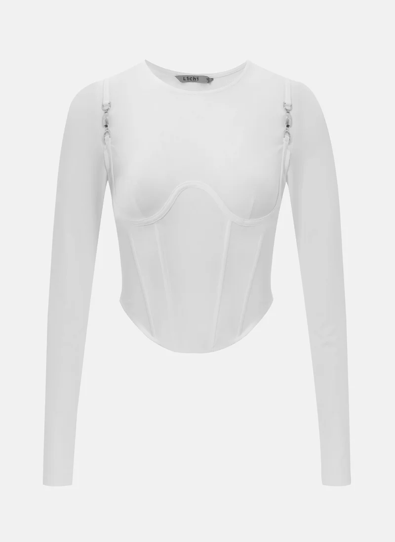 Lichi Corset cut jersey top with metallic decorations