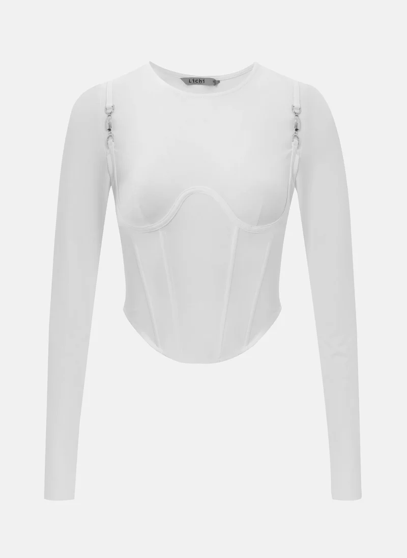 Lichi Corset cut jersey top with metallic decorations