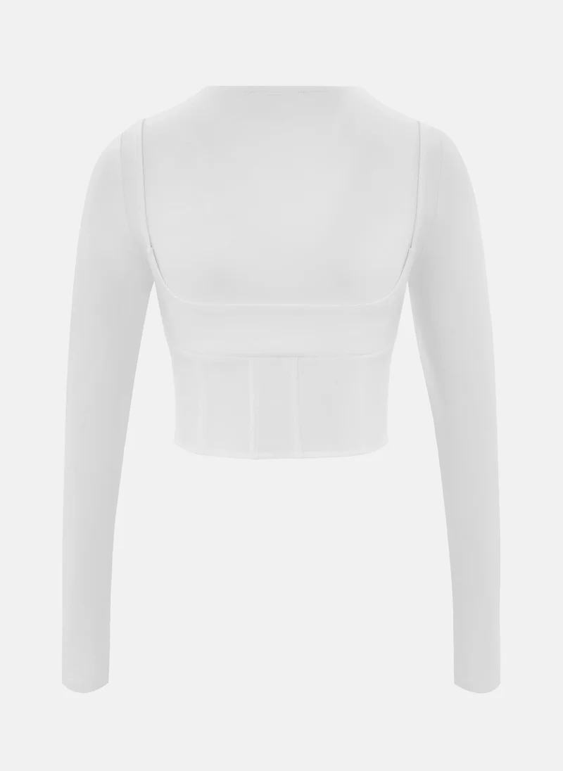 Lichi Corset cut jersey top with metallic decorations