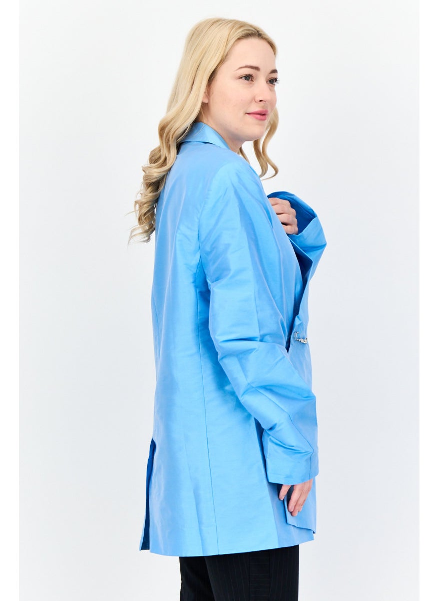 Collusion - Women Regular Fit Plain Co-Ord Blazer, Blue - Image 1