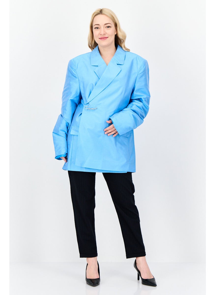 Collusion - Women Regular Fit Plain Co-Ord Blazer, Blue - Image 1