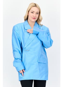 Women Regular Fit Plain Co-Ord Blazer, Blue
