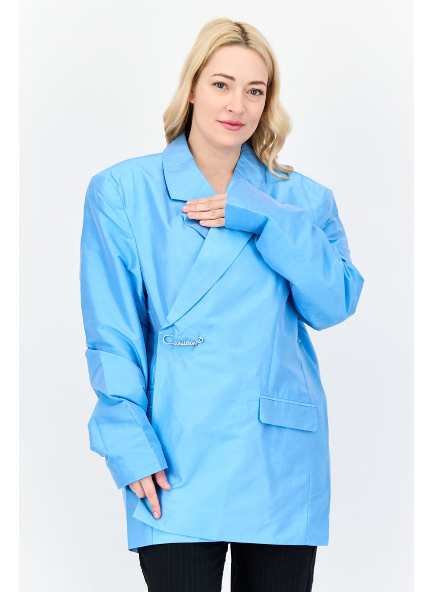 Collusion - Women Regular Fit Plain Co-Ord Blazer, Blue - Image 1