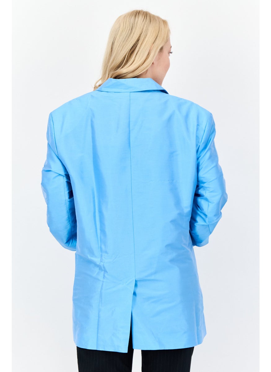 Collusion - Women Regular Fit Plain Co-Ord Blazer, Blue - Image 1