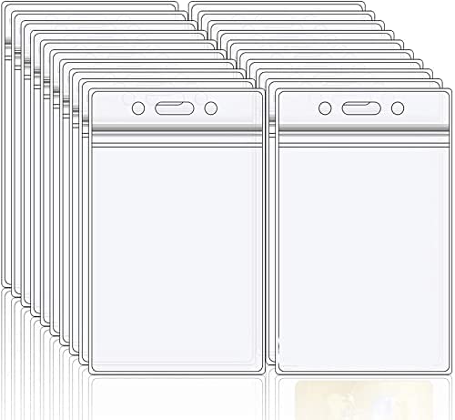WeKonnect ®; Transparent and Clear Plastic for PVC ID Card Badge Holder, Vertical Style with Zip Lock Seal | Waterproof with Extra Thickness for Office, Schools and Colleges (Vertical - Pack of 20) - Image 1