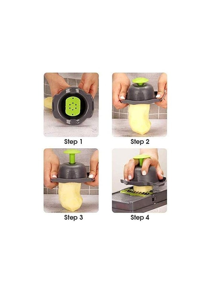 Vegetable Chopper Slicer Dicer - 12-in-1 Fruits Cutter Mandoline Slicer Food Chopper/Cutter with 7 Stainless Steel Blades, Adjustable Slicer & Dicer with Storage Container
