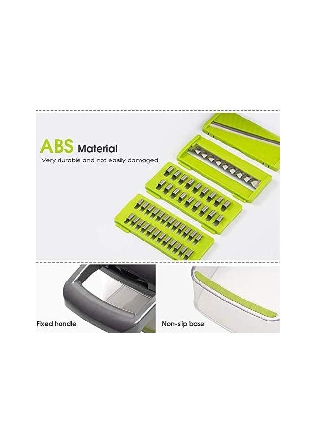 Vegetable Chopper Slicer Dicer - 12-in-1 Fruits Cutter Mandoline Slicer Food Chopper/Cutter with 7 Stainless Steel Blades, Adjustable Slicer & Dicer with Storage Container
