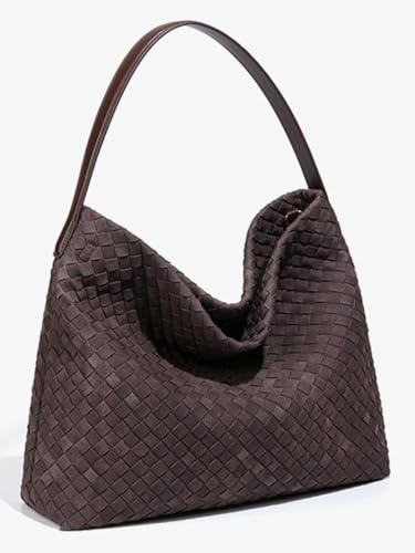 Niction Slouchy Suede Woven Hobo Bags Women Trendy Suede Purse Crossbody Crescent Shoulder Satchel Bag Top Handle Tote Handbag - Image 5