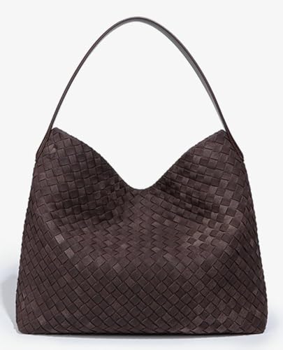 Niction Slouchy Suede Woven Hobo Bags Women Trendy Suede Purse Crossbody Crescent Shoulder Satchel Bag Top Handle Tote Handbag - Image 3