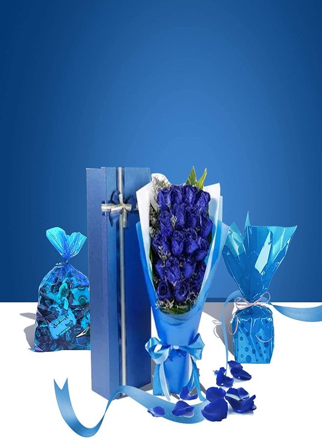 JOYIT لفة غلاف سيلوفان أزرق من جوييت (طول 100 قدم × عرض 17.5 بوصة - سمك 2.5 مل) ورق تغليف سيلوفان أزرق شفاف، غلاف سيلوفان ملون لتزيين سلال الهدايا والزهور - Image 4