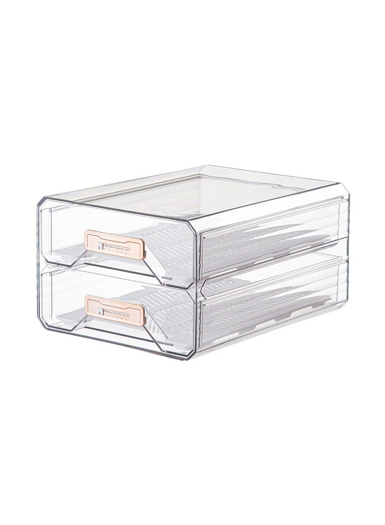 Hihonor Produce Saver Containers for Refrigerator, Refrigerator Organizer Bins with Pull-Out Drawer With Drainboard - Refrigerator Storage Box PET Storage Box Clear Plastic Kitchen Finishing Box - Organization Food Containers - Image 1